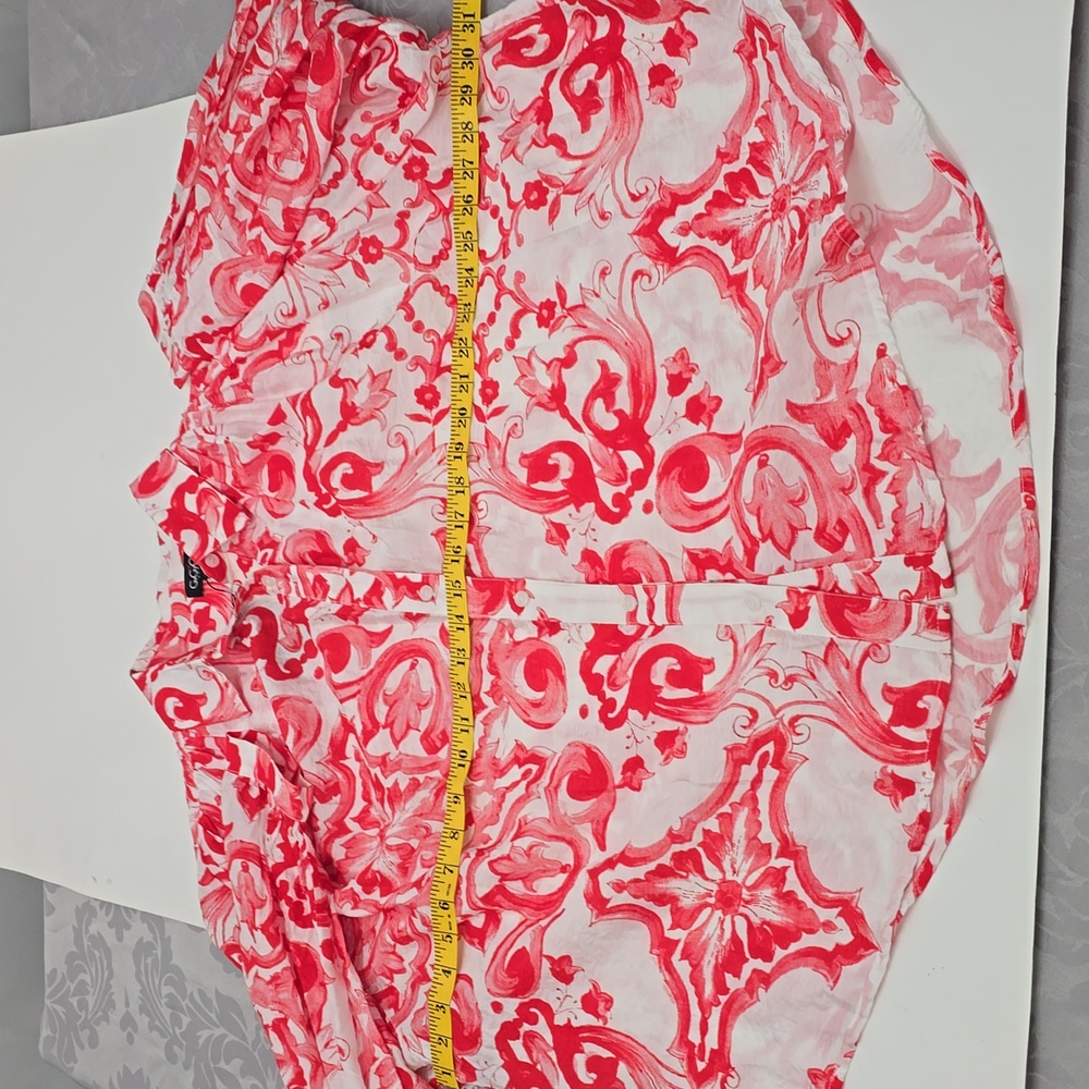 NWT GiGiO USA Vibrant Print Red Oversized Button Front Shirt Size Large - Picture 13 of 16